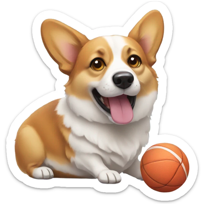 Corgi with ball sticker
