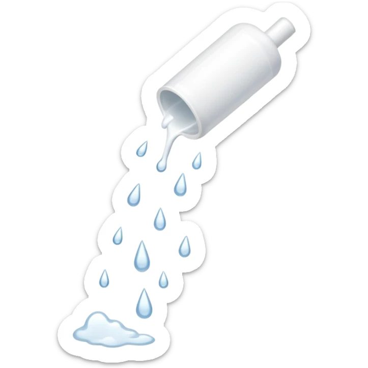 individual white glue white drops falling and dripping down out of a tube, all white sticker