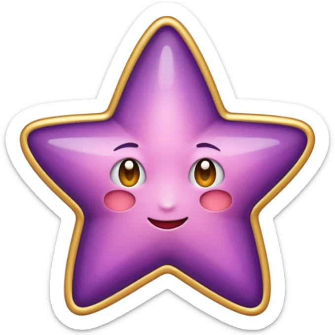 Quiero un emoji de estrella, pero que la estrella sea de oro rosa y brilli brilli con chispitas moradas sticker
