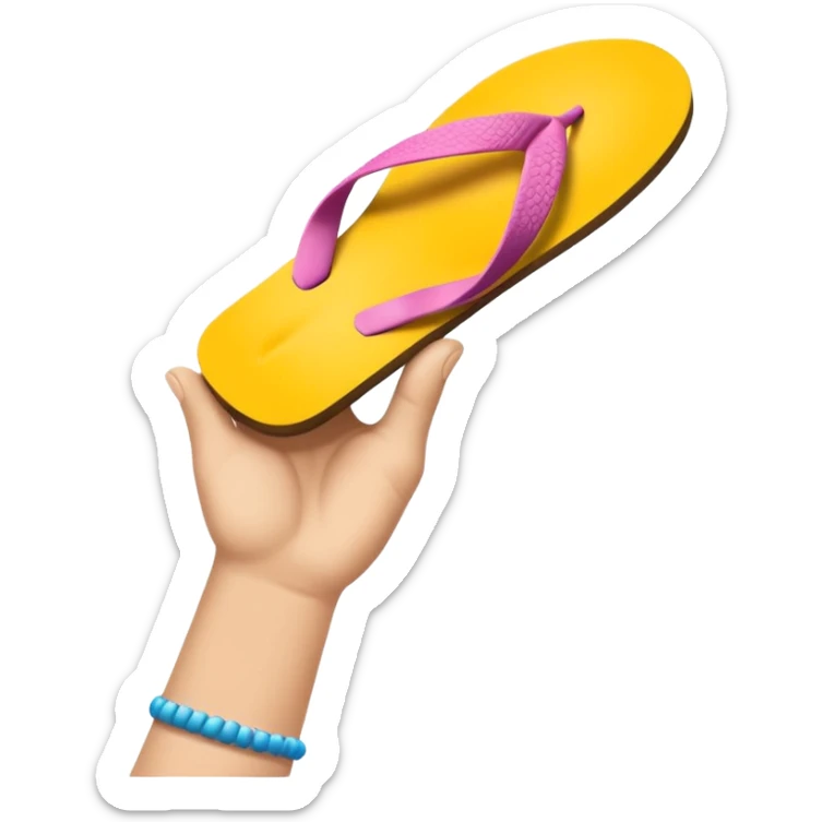 Hand holding a flip flop like it’s trying to kill a fly on a wall but I want just hand with flip flop sticker