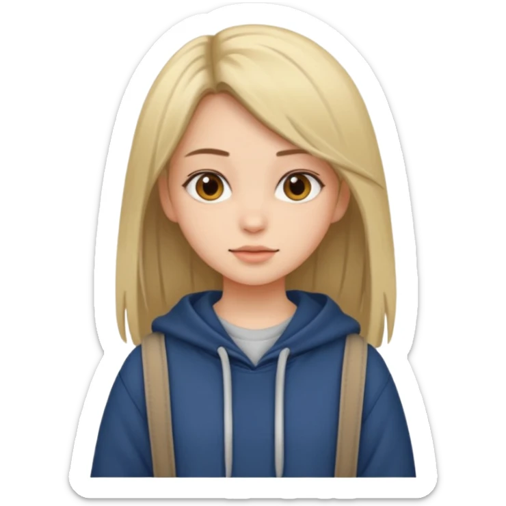 A pretty girl who has layered straight hair woth baggy clothing sticker