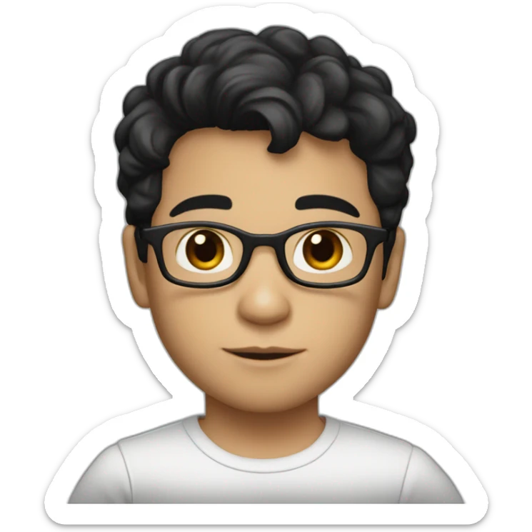 young age developer with glasses, black hair and brown eyes, white skin and hairstyle like Robert Downie Jr. sticker