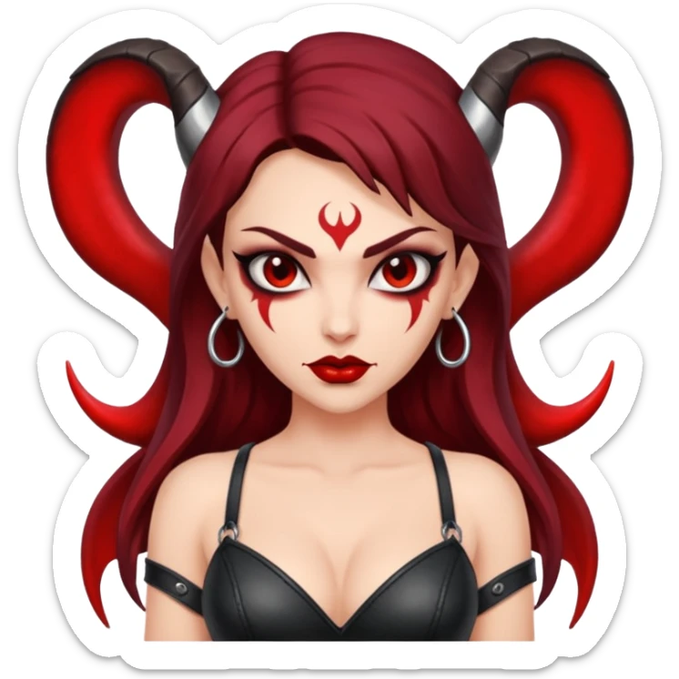 Lilith symbol seductress evil brow haired sexy succubus woman with leather on sticker
