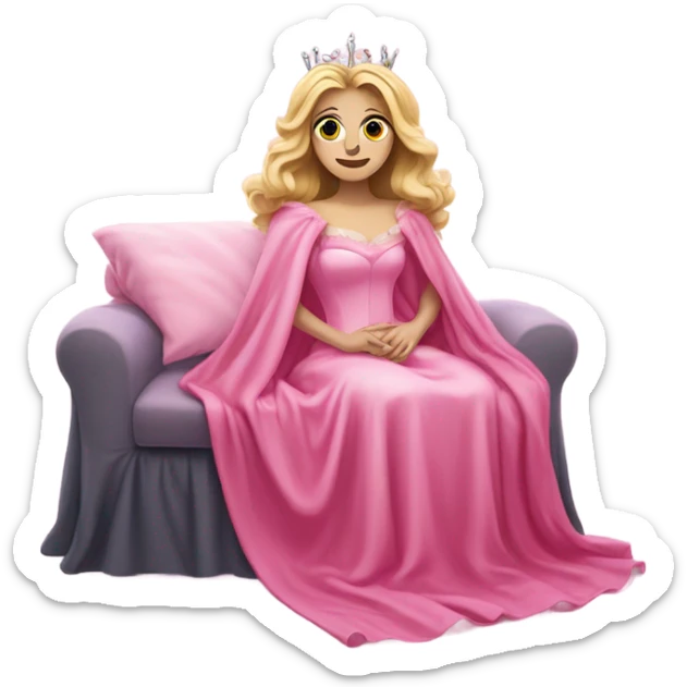 Glinda from wicked in her pink dress is sick coverd by a blanket sticker