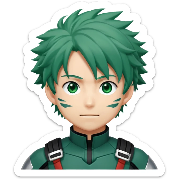 Izuku Midoriya (Deku) from My Hero Academia with green hair and hero costume sticker