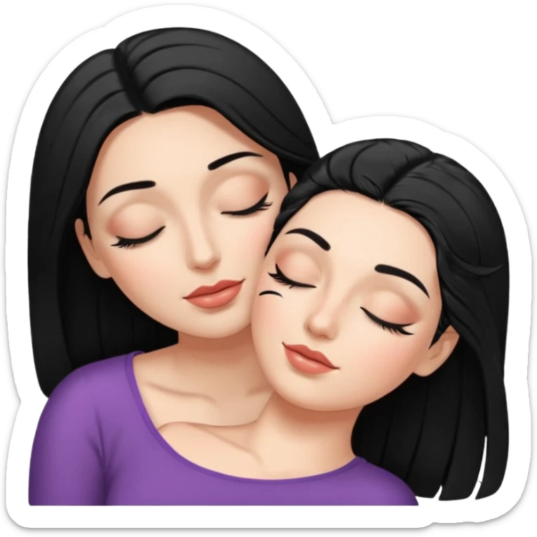 mulher branca cabelo preto aplicando cilios em outra mulher que esta deitada de olhos fechados sticker