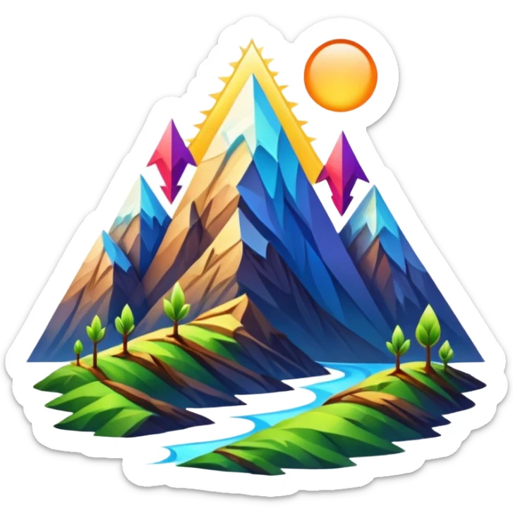 "Generate an inspiring emoji for spiritual growth. Upward arrows, growing plants, ascending light, mountain peaks, or transformation symbols. No human figures - focus on growth, progress, and spiritual elevation through abstract shapes." sticker