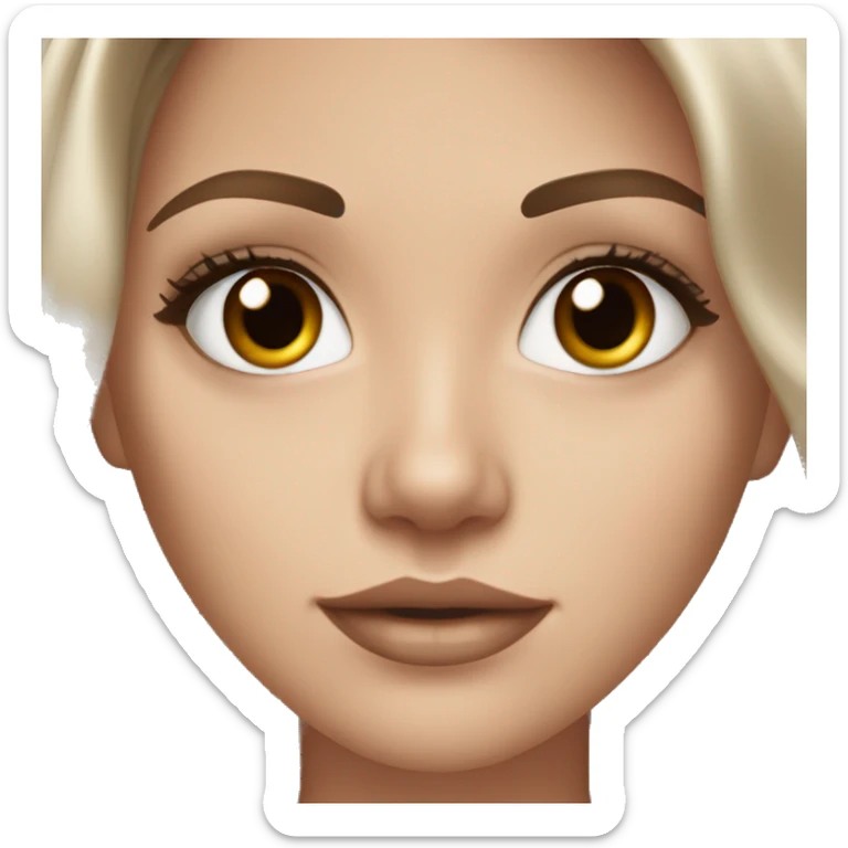 Beautiful white girl with brown eyes, broun straigh hairs. With makeup sticker