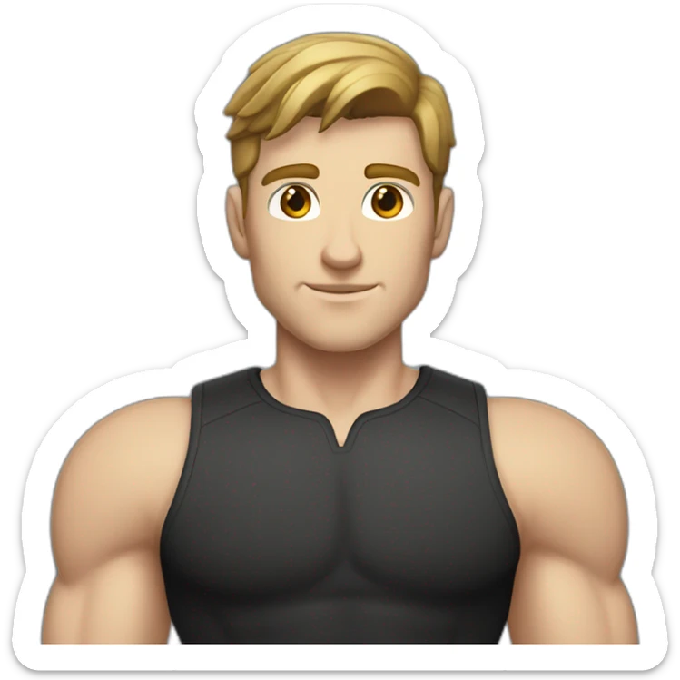 Pale skinned Fit Man With the biceps and brown hair in black shirt and gray shorts sticker