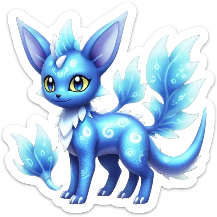 Nebulae Noibat-Vaporeon-Meowstic-Umbreon-Fakémon-hybrid-creature (full body)  sticker