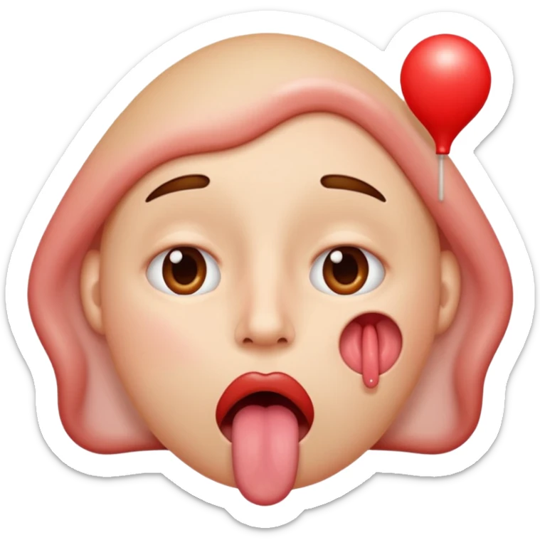 face with rolled up eyes, tongue hanging out, flushed, breathing out hot airs sticker