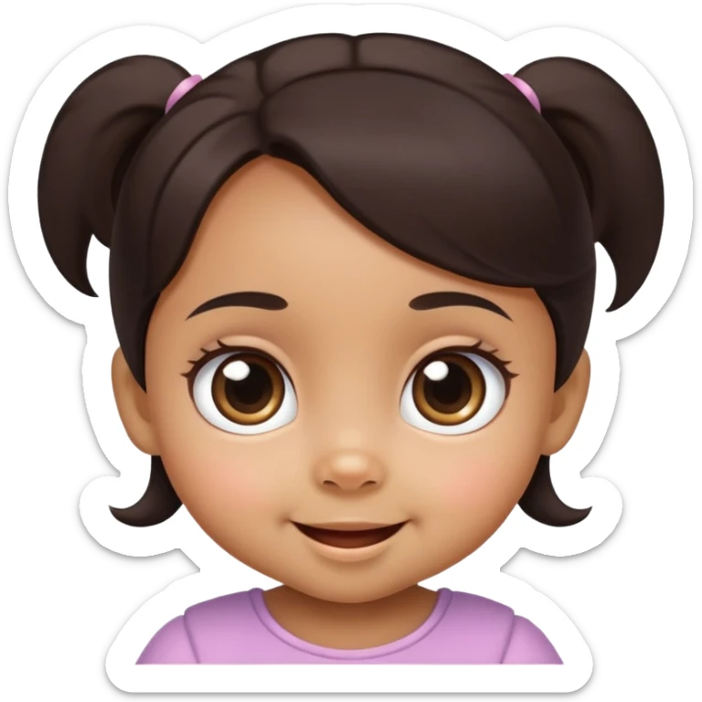 face of smiling baby girl with big eyes, medium skin tone, and dark hair sticker