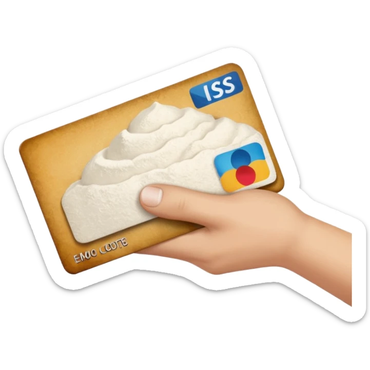 create a emoji with credit card in hand and a pile of flour  sticker