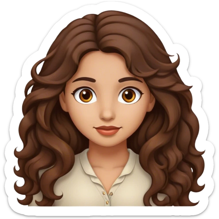 Good Beautiful girl,brown hair,wavy hair，long hair,brown eyes,hispanic sticker