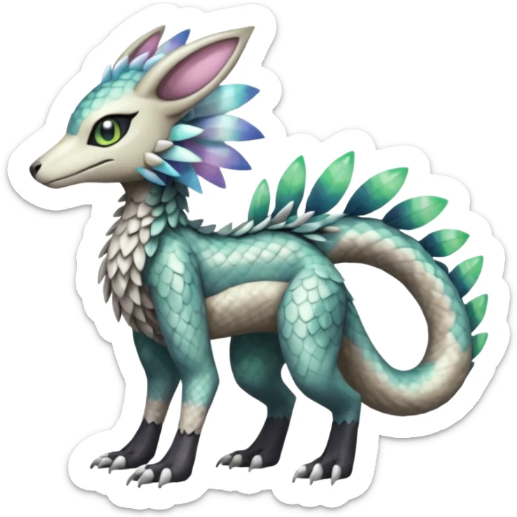 Meloetta-Sergal-Palkia-Trico-hybrid-fusion-Fakémon-creature, full body sticker