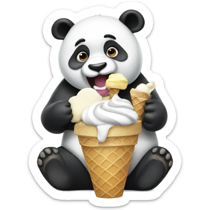 Panda eating ice cream sticker