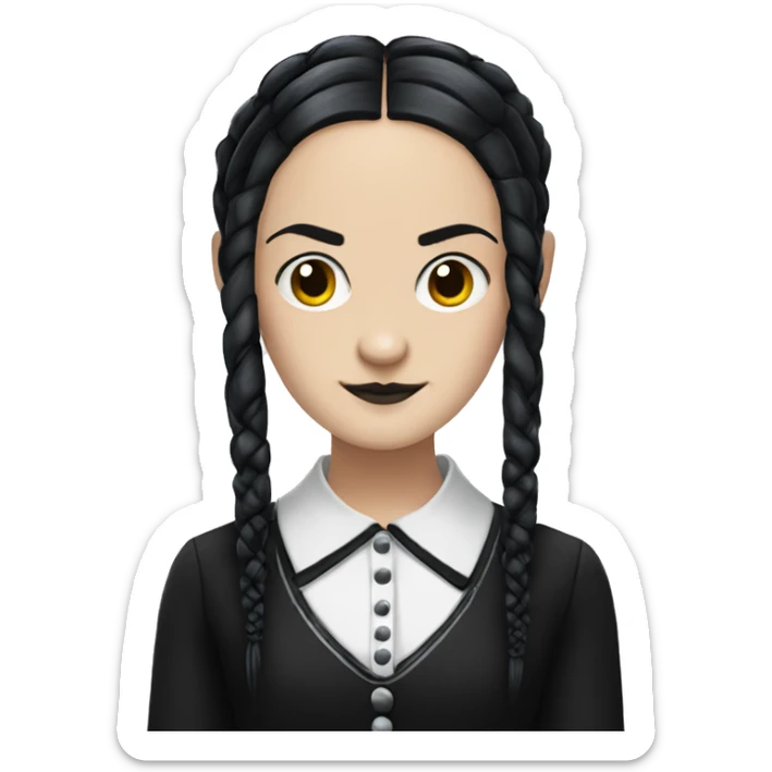 Wednesday Addams, dreadlocks hairstyle sticker