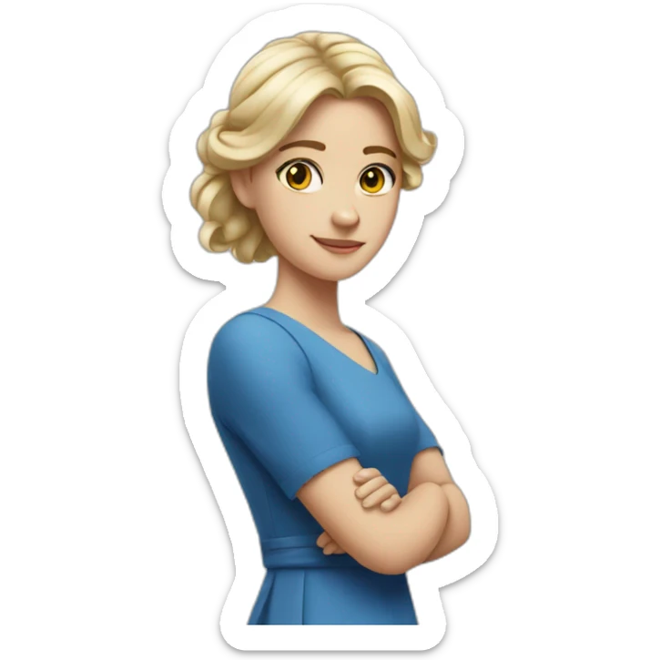 the white girl in the blue dress crossed arms sticker