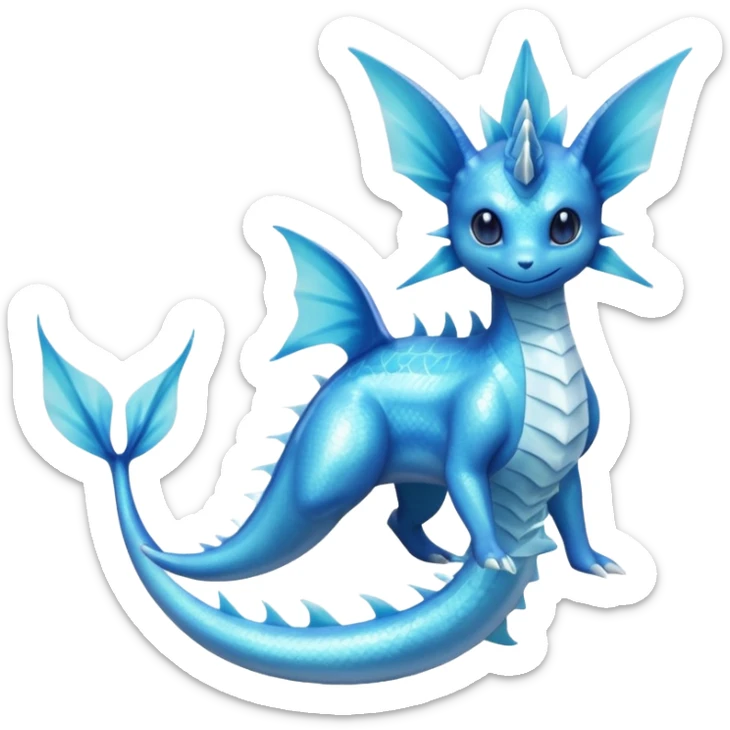 Lumineon-Vaporeon-Dragonair-Fakémon-hybrid-creature (full body)  sticker