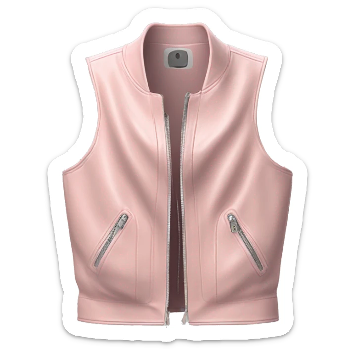 Realistic isolated pair of pastel pink open zip up leather fashion vest. sticker