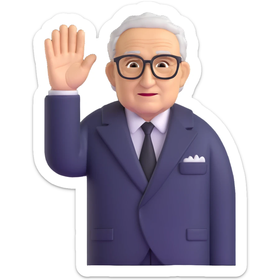 portrait of Henry Kissinger, waving hand sticker