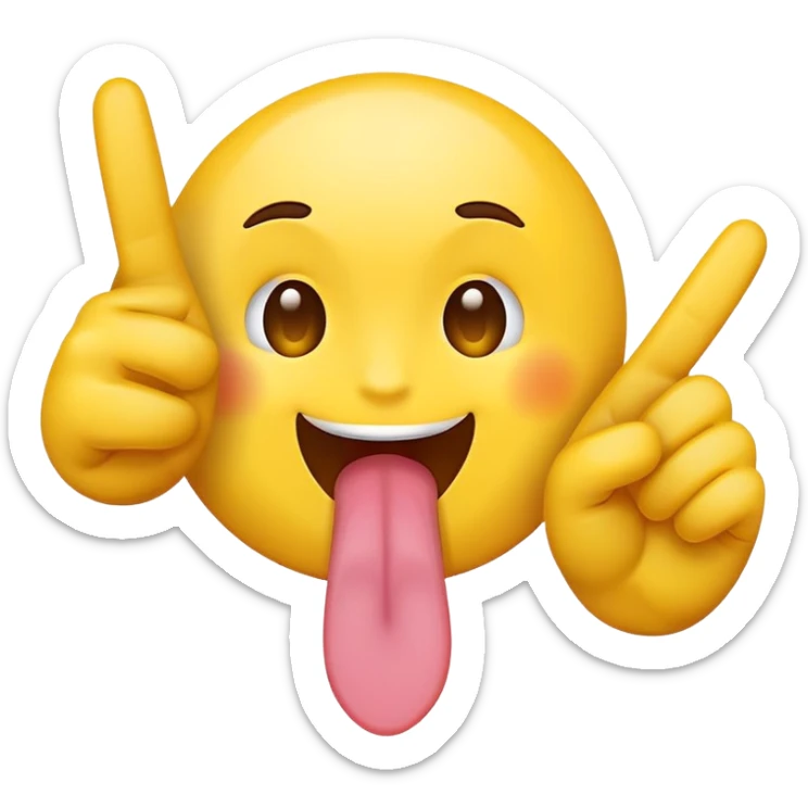 Emoji face holding up peace sign and sticking out tongue like 2016 sticker