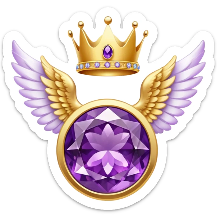 4th place award Number in frame decorated with golden angel  wings and amethyst  stone and small crown on a top sticker