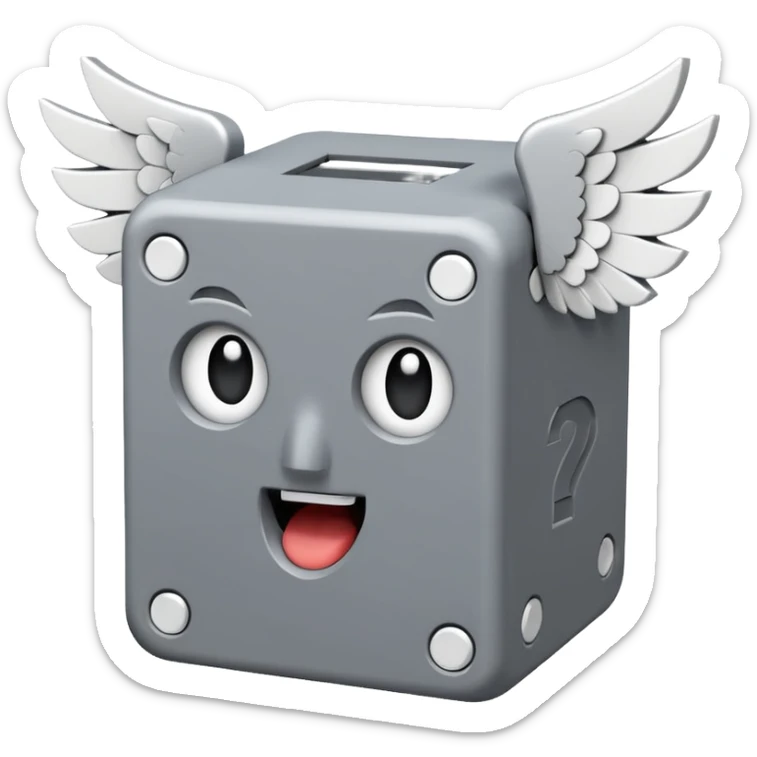 Gray and white, the gray being the block itself while the white parts are the question marks, corners, and mouth. It has 2 white wings on each side like the other lucky blocks. sticker