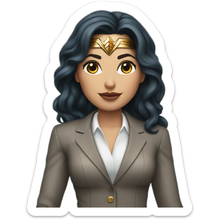 Wonder Woman wearing a business suit instead of superhero costume with no mask or emblem  sticker