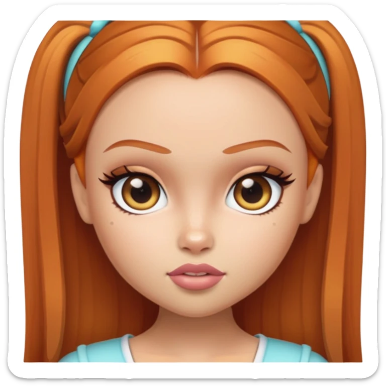 pretty bratz baddie, ginger, hazel color eyes, light skin, straight hair sticker