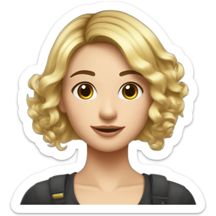 Fille a l air méchante- cheveux cours de couleur noir fesant une franche  sticker