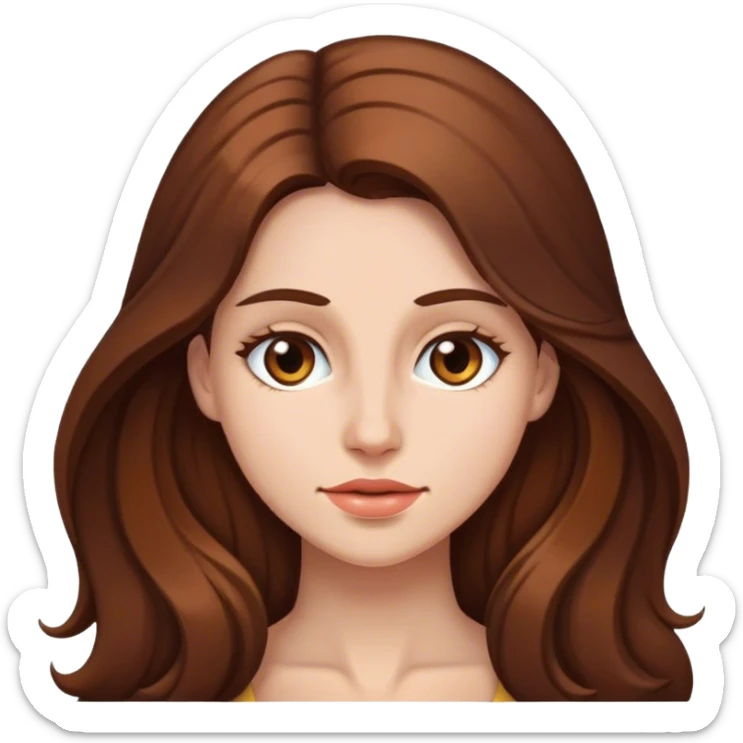 Mujer con cabello largo y castaño sticker