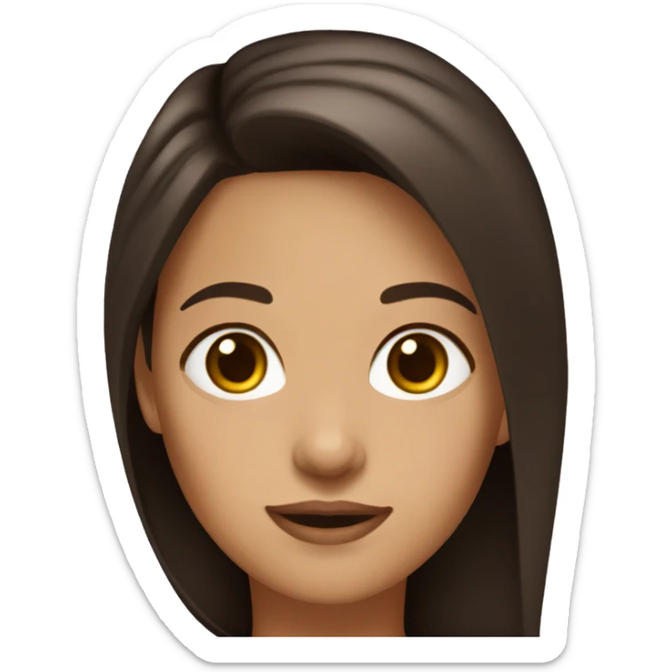woman tan skin long dark brown hair, dark brown eyes sticker