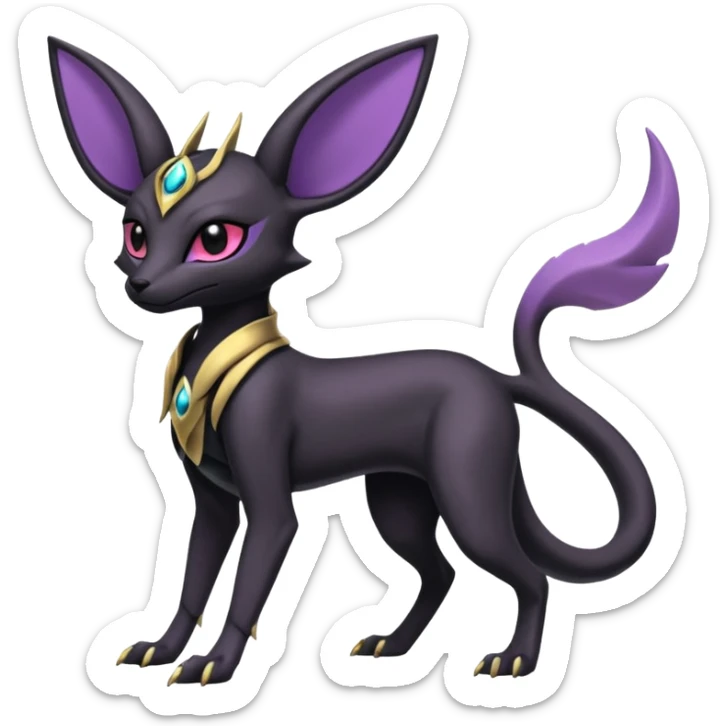 Shiny Dark Edgy Gothic Gloomy Futuristic Salandit-Umbreon-Espeon-Anubis-Hybrid (Full body) sticker
