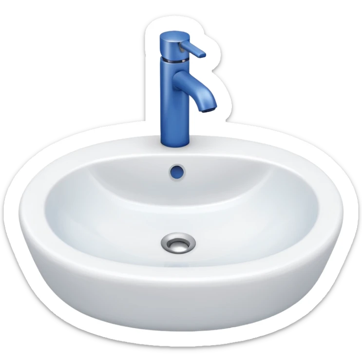 “Flat icon-style emoji of a bathroom sink with a simple faucet and rounded basin, white and blue tones” sticker