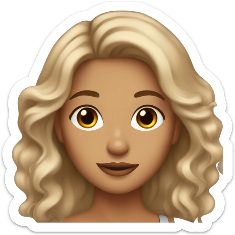 Pretty tan woman with brown wavy hair and brown eyes and long lashes sticker