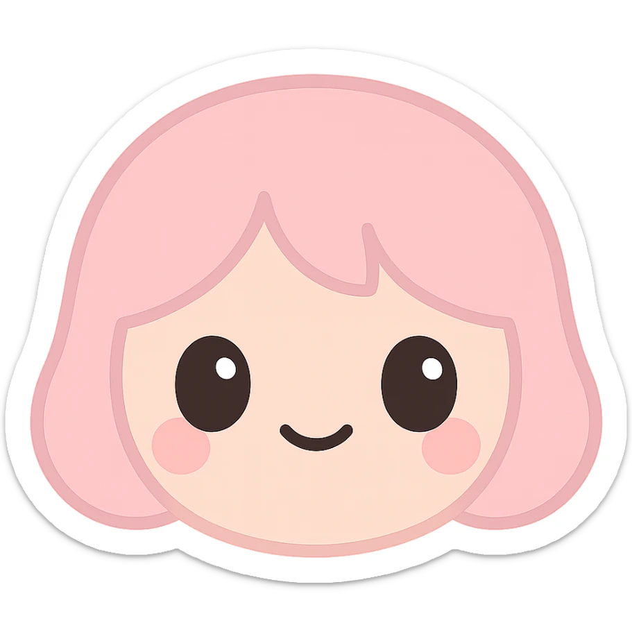 cute face of Mirra, soft features, big eyes, gentle smile sticker