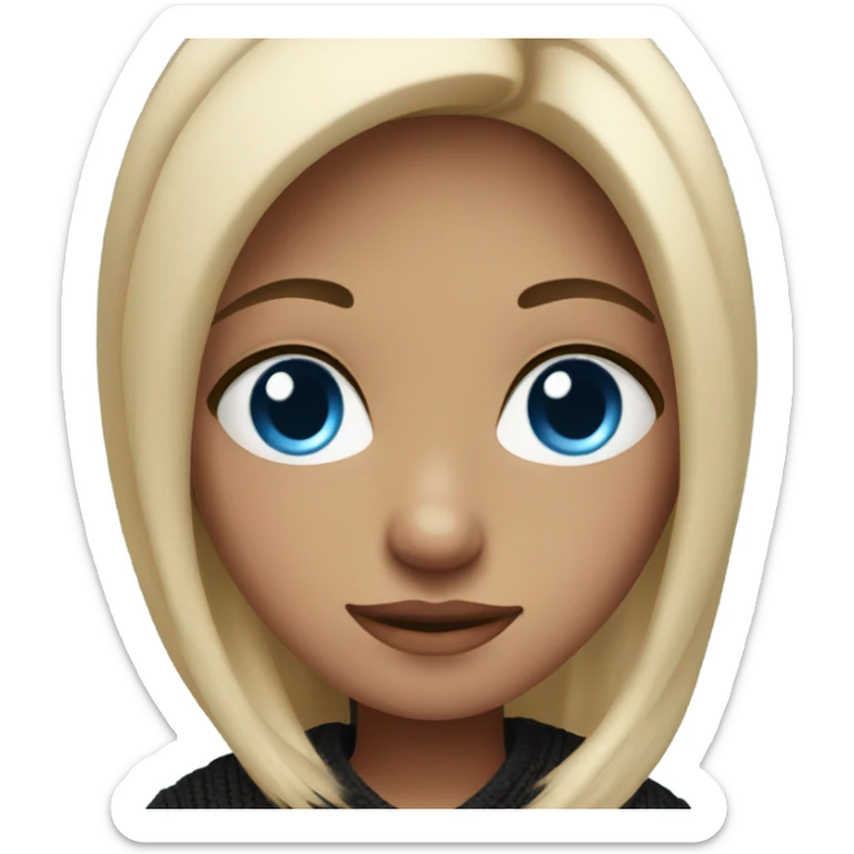 cozy girl in black sweater blue eyes straight hair sticker