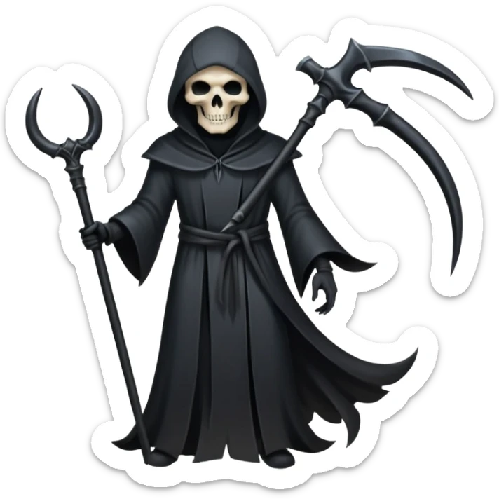 Shadow Scythe for grim reaper with black aura and the scythe must be black and straight in the handle with no additional things sticker