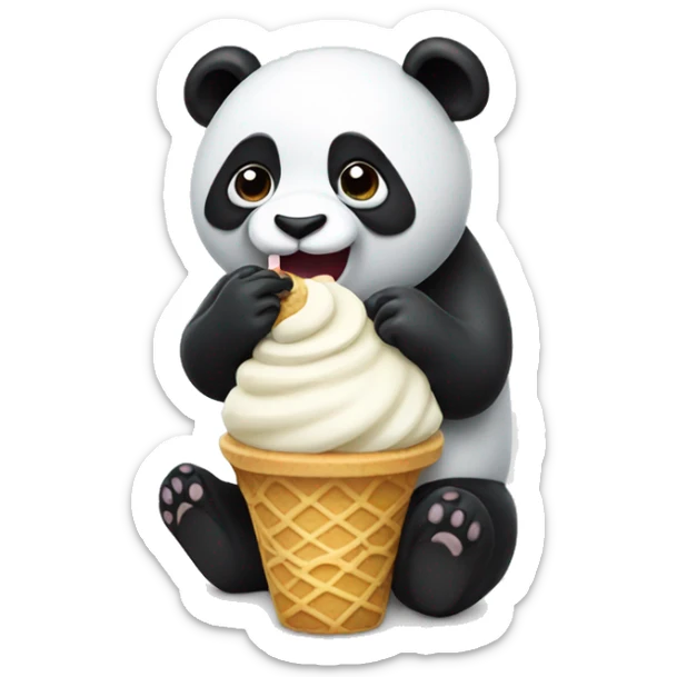 Panda eating ice cream sticker