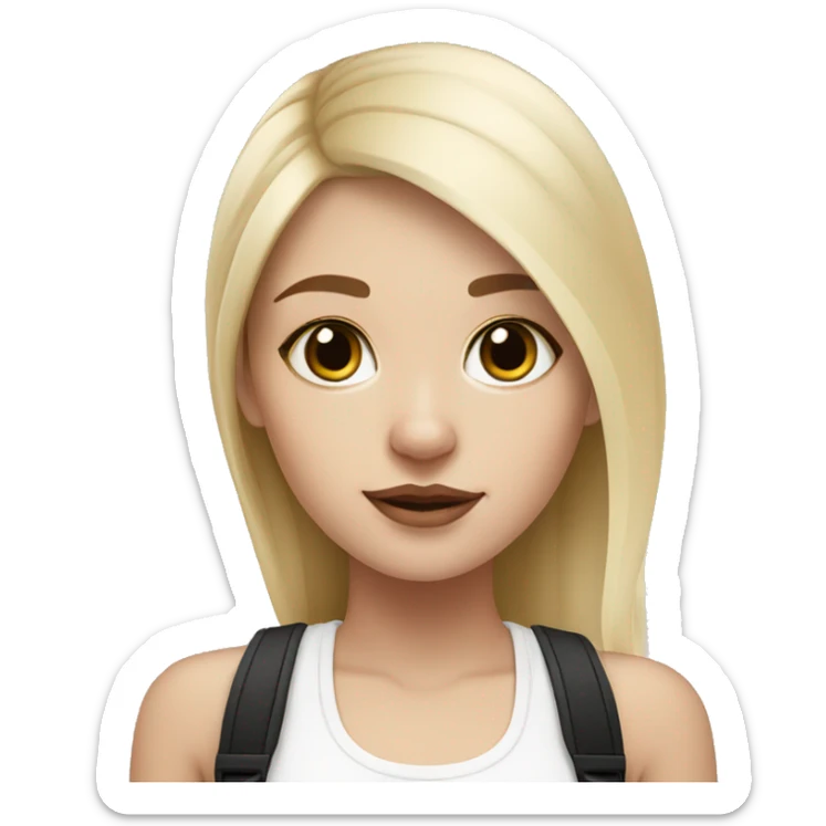Blonde girl with black/white French bulldog sticker