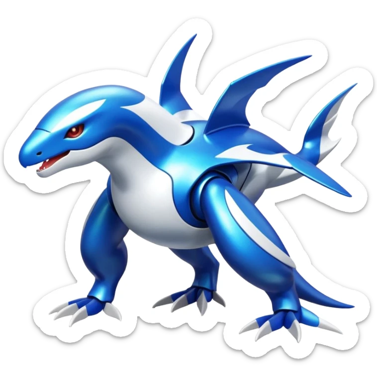 Shiny futuristic Cyber-Kyurem-Kyogre-Latios-Lugia-Fakémon-hybrid-creature (full body)  sticker