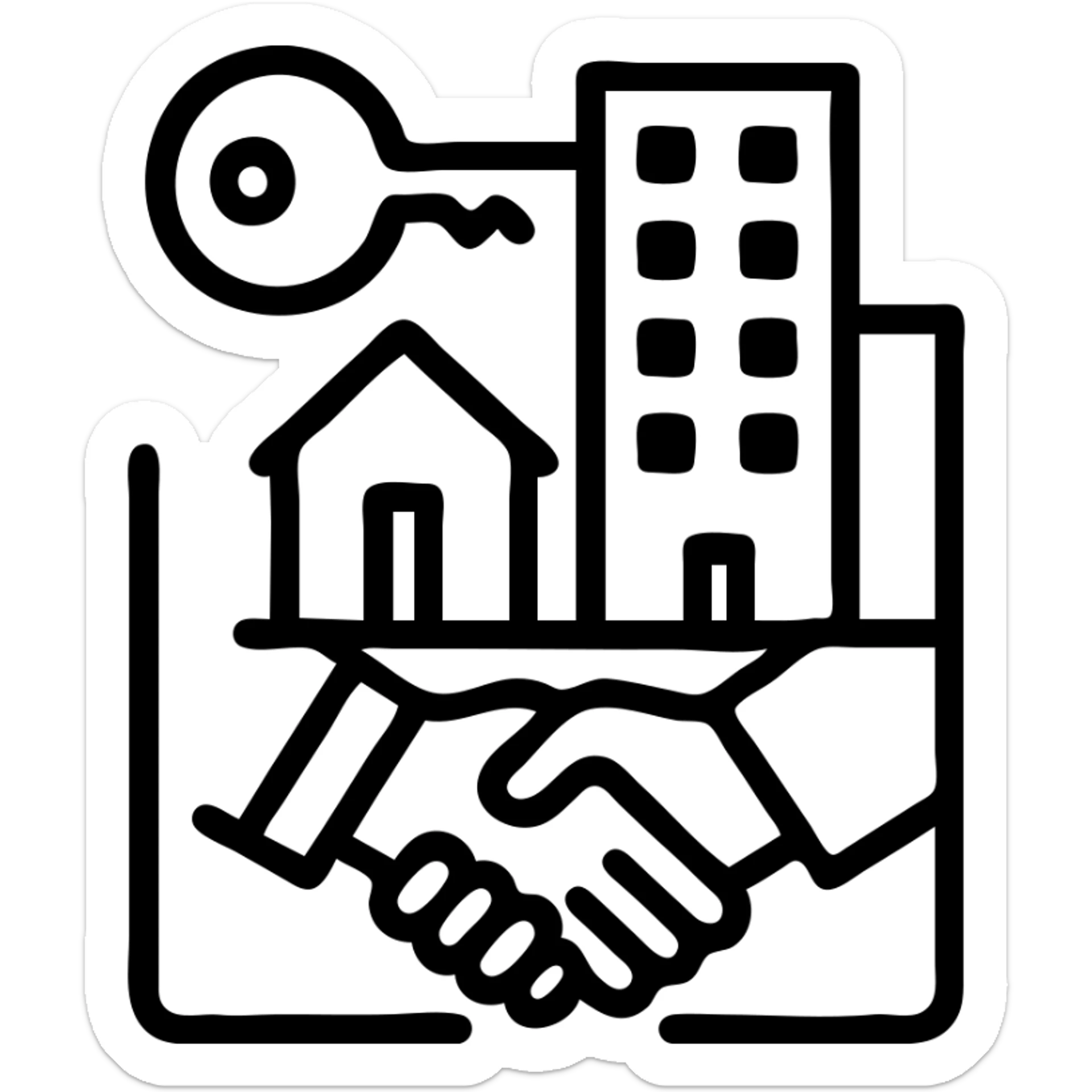 Ícono de real estate que refleje que contamos con acceso real al mercado inmobiliario de Miami: Desde propiedades off-market hasta alianzas directas con desarrolladores de lujo. sticker