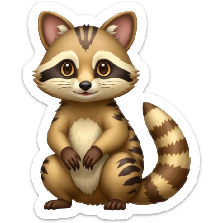 Colorful exotic shiny beautiful fantasy-Cacomistle-tanuki-genet-oncilla-animal-hybrid (full body) sticker