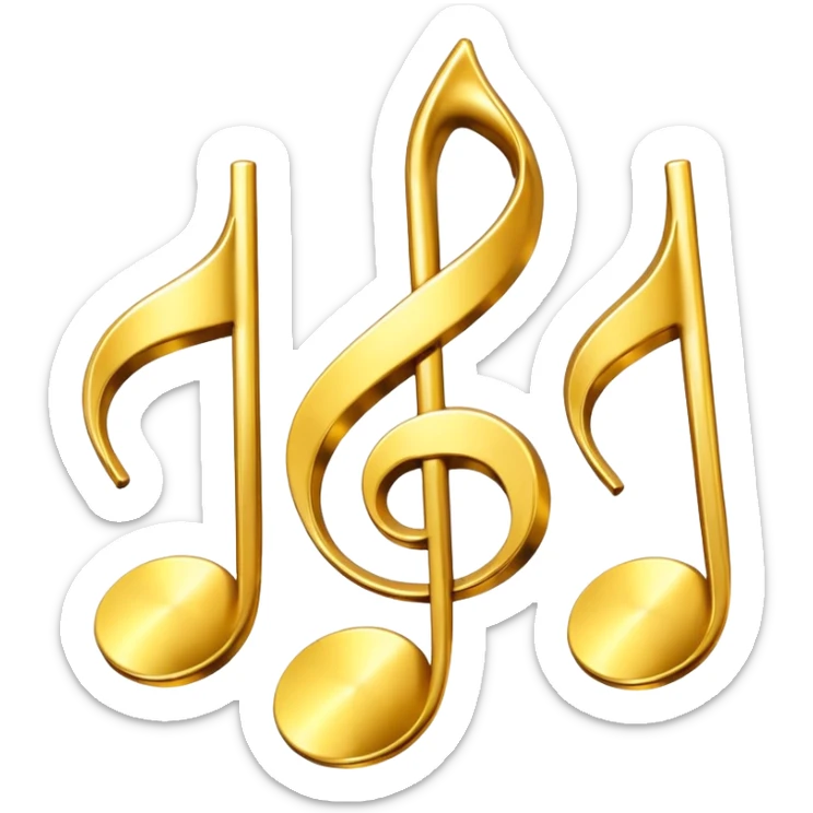 drei musiknoten in goldfarben, kein notenschlüssel. sticker