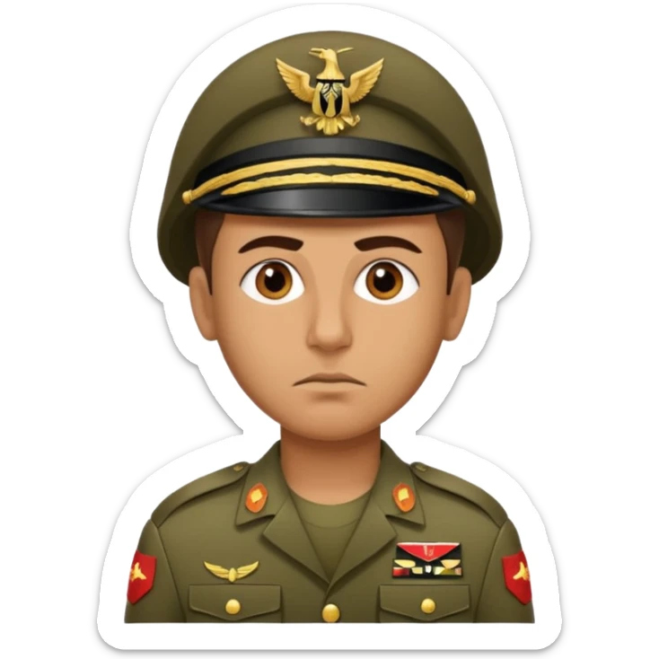 A portrait of an Iraqi soldier, shown from head to chest sticker