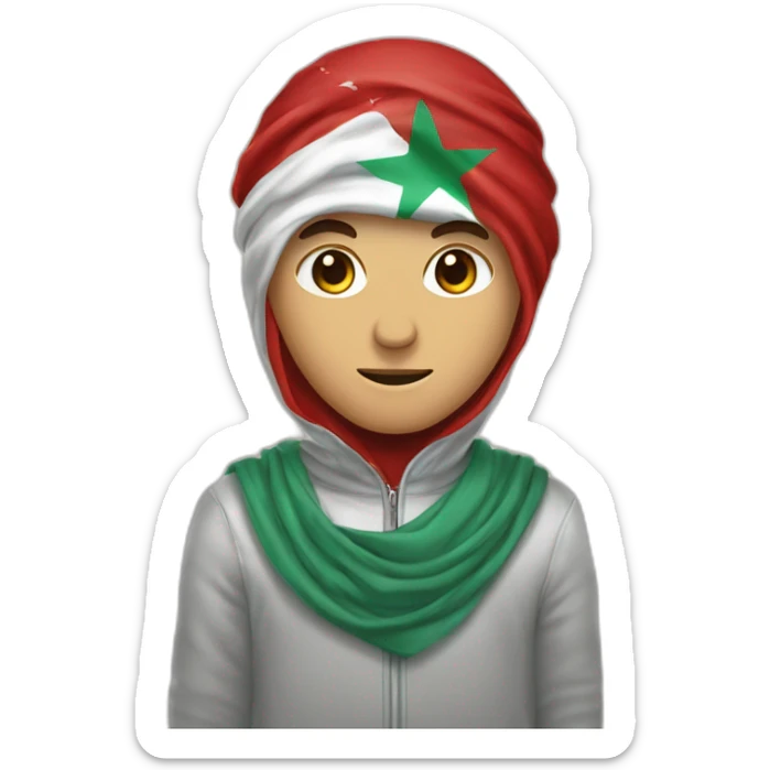 Un jeune homme portant un masque sur lequel est imprimé le drapeau marocain sticker