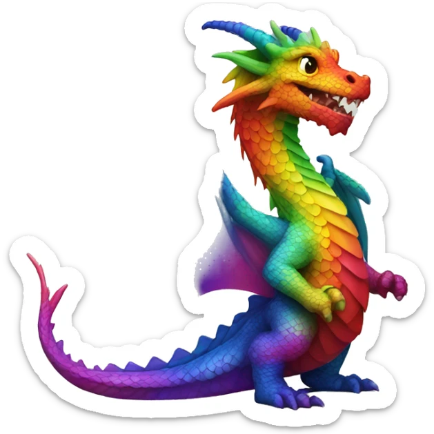 dragon with rainbow colored scales, that looks like it was made out of lights  sticker