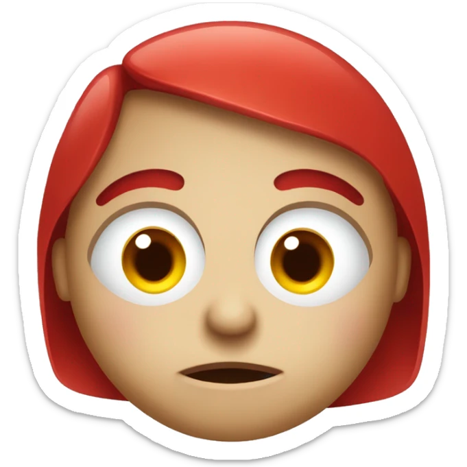  face with red, bloodshot, and puffy eyes, likely with bags under the eyes and a tired expression. sticker