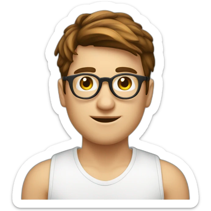 jeune homme blanc à lunette à lunette ronde cheveux court brun sticker